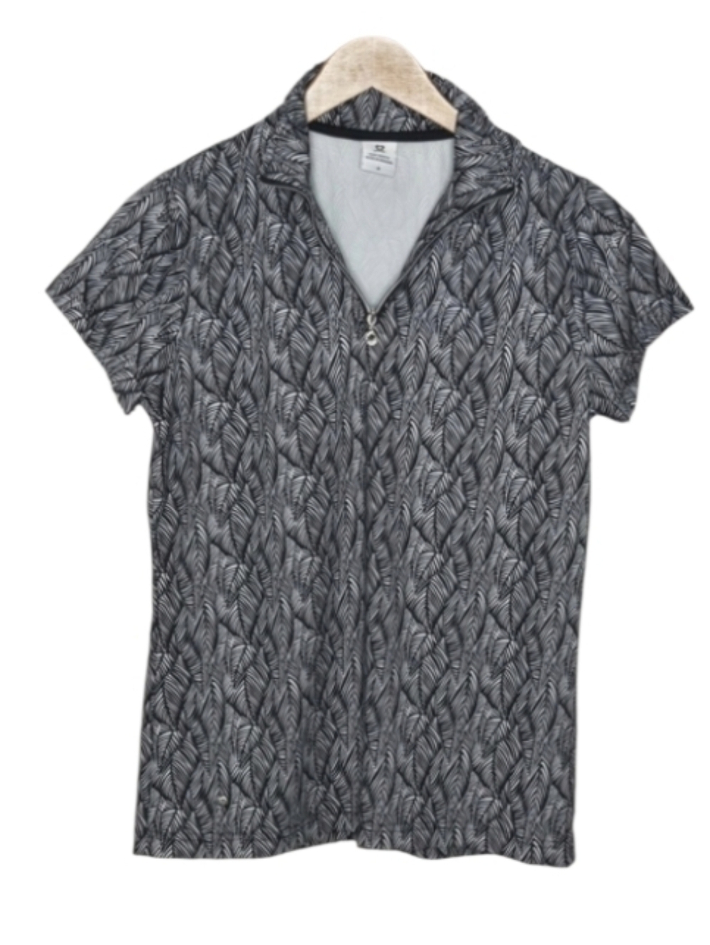 Daily Sports Feathered Leaf Print Cap Sleeve Polo Shirt